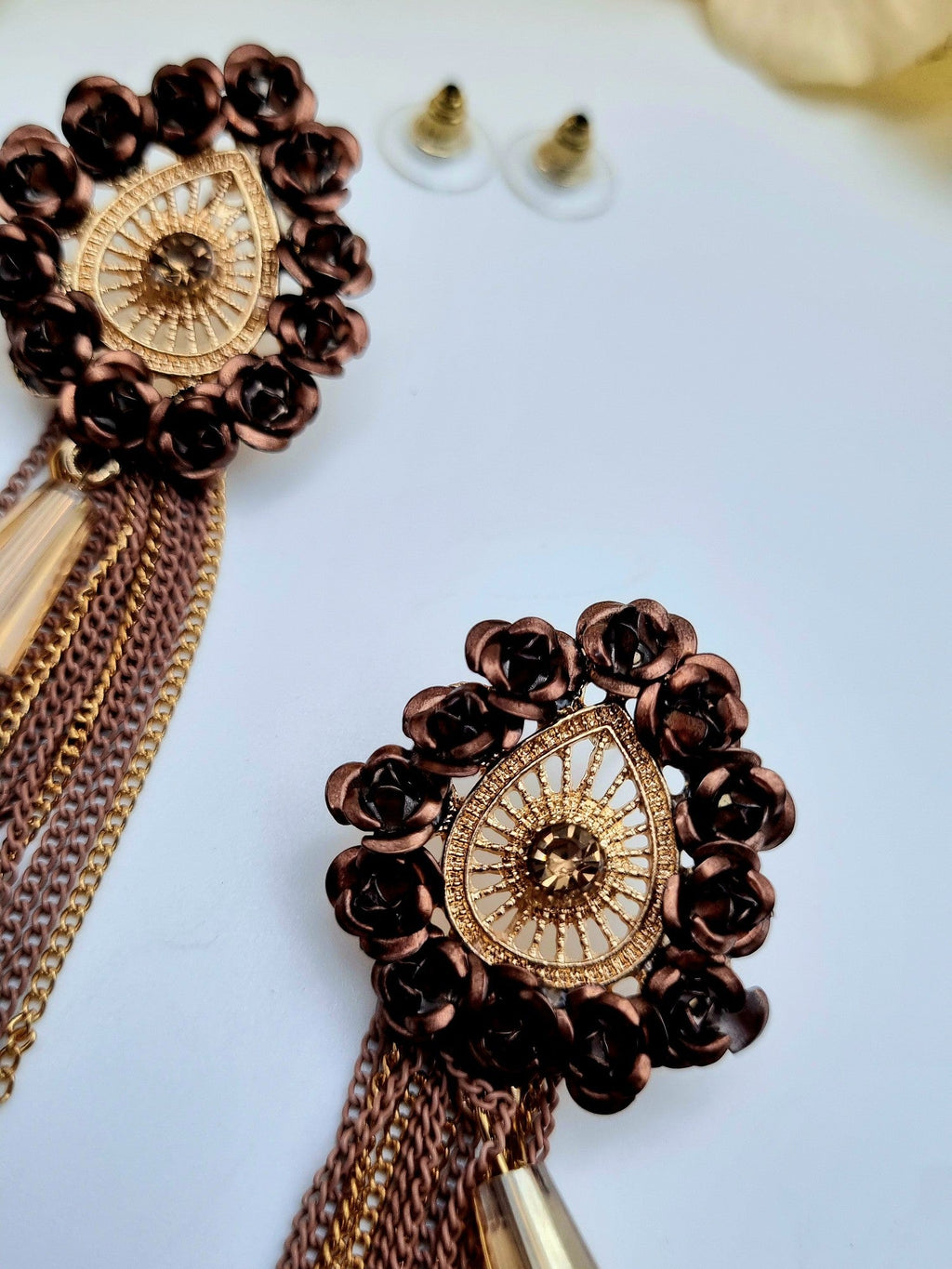 Brown Beaded Tassel Drops - Attractive Sister