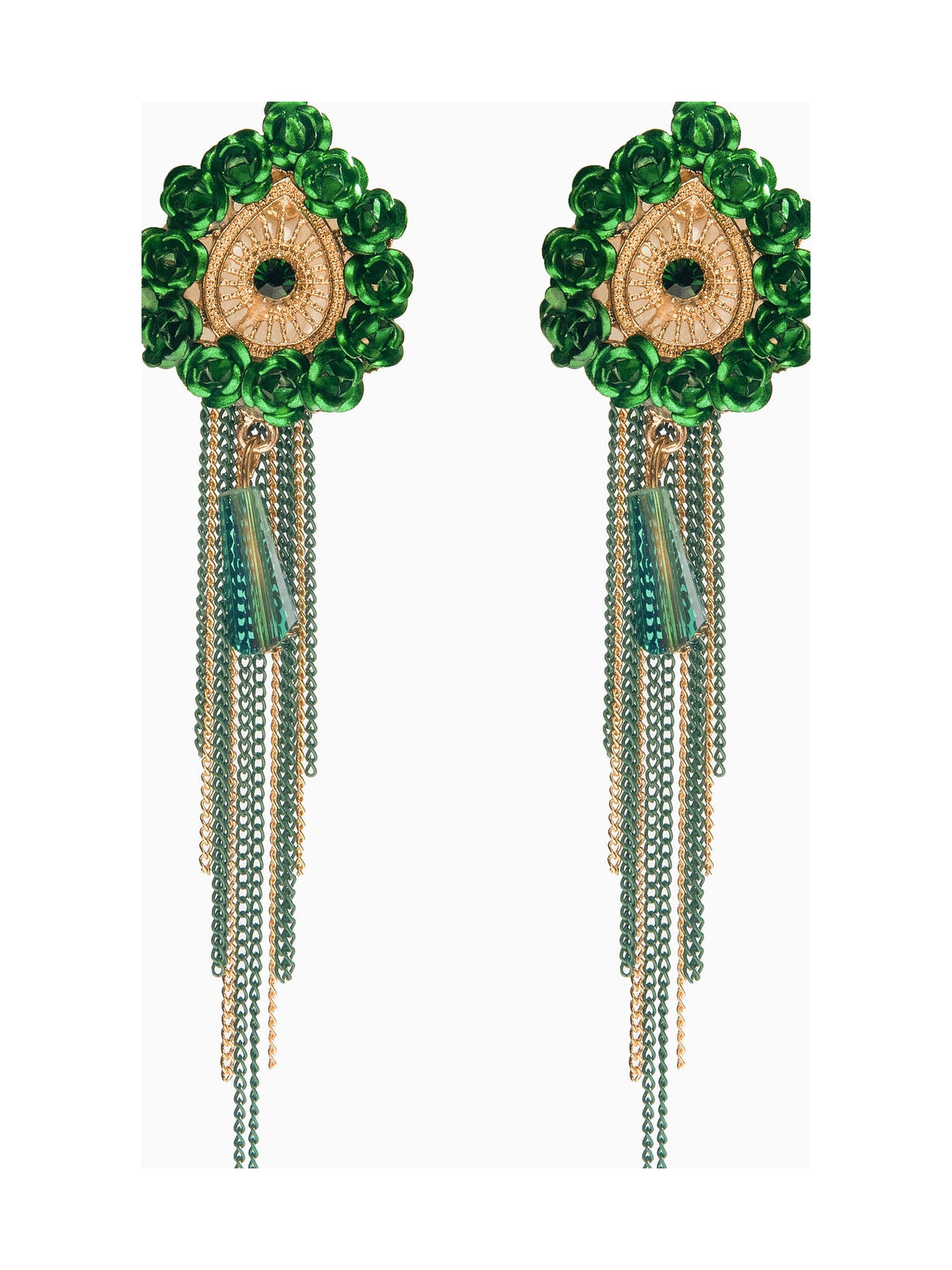 Green Beaded Tassel Drops - Attractive Sister