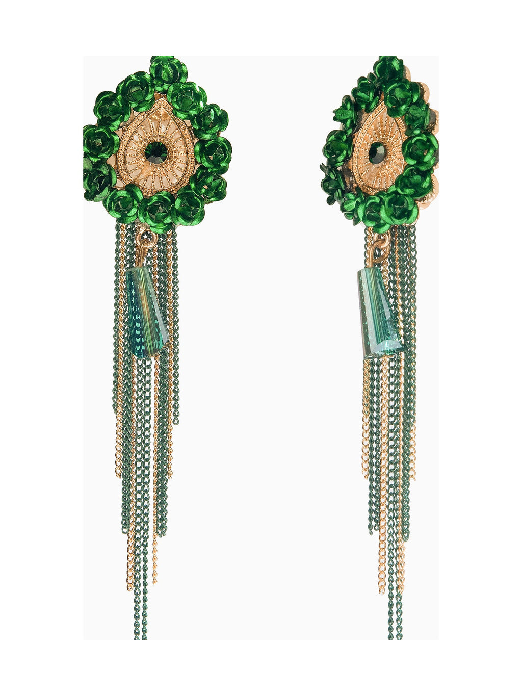Green Beaded Tassel Drops - Attractive Sister
