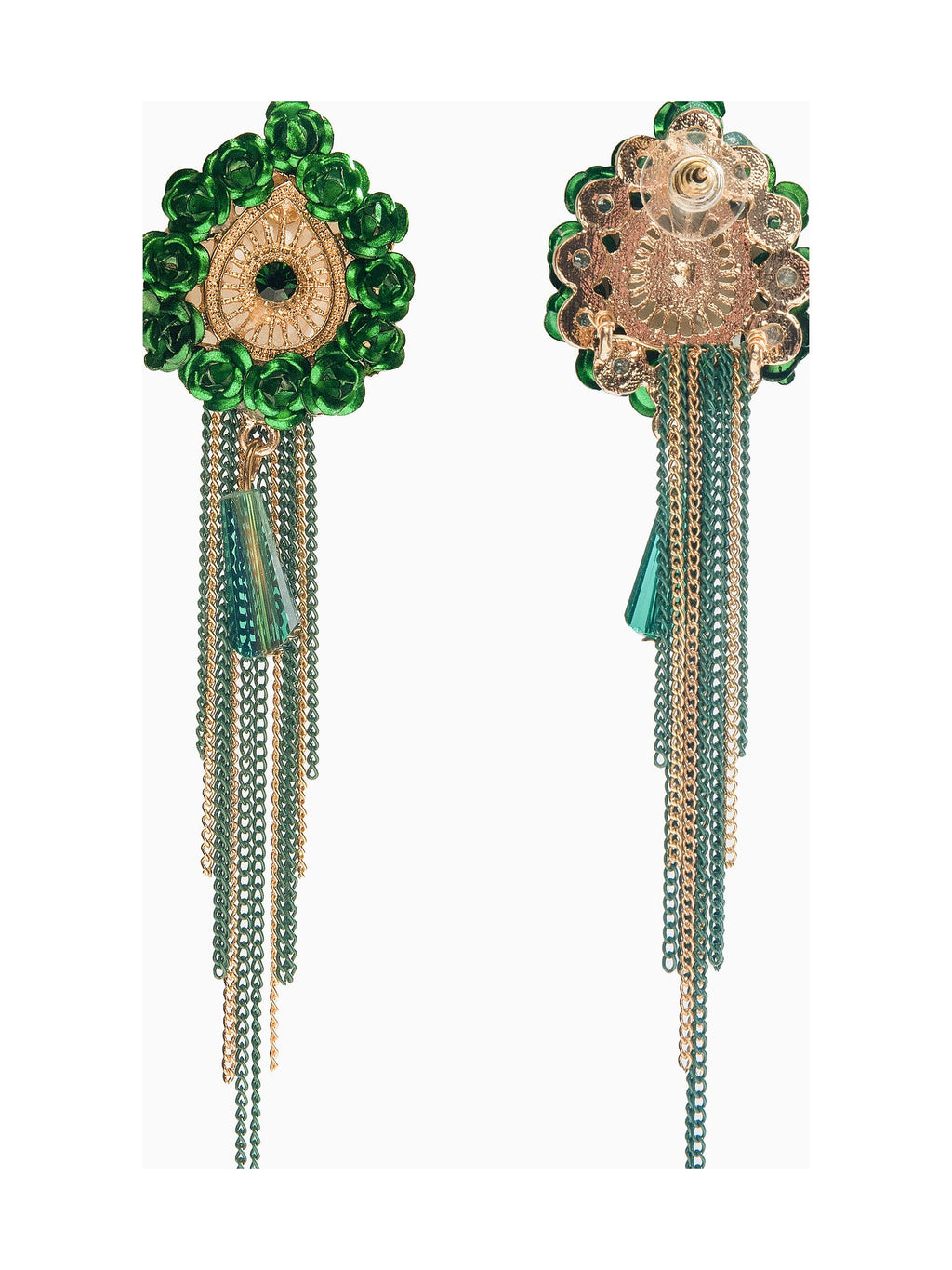Green Beaded Tassel Drops - Attractive Sister