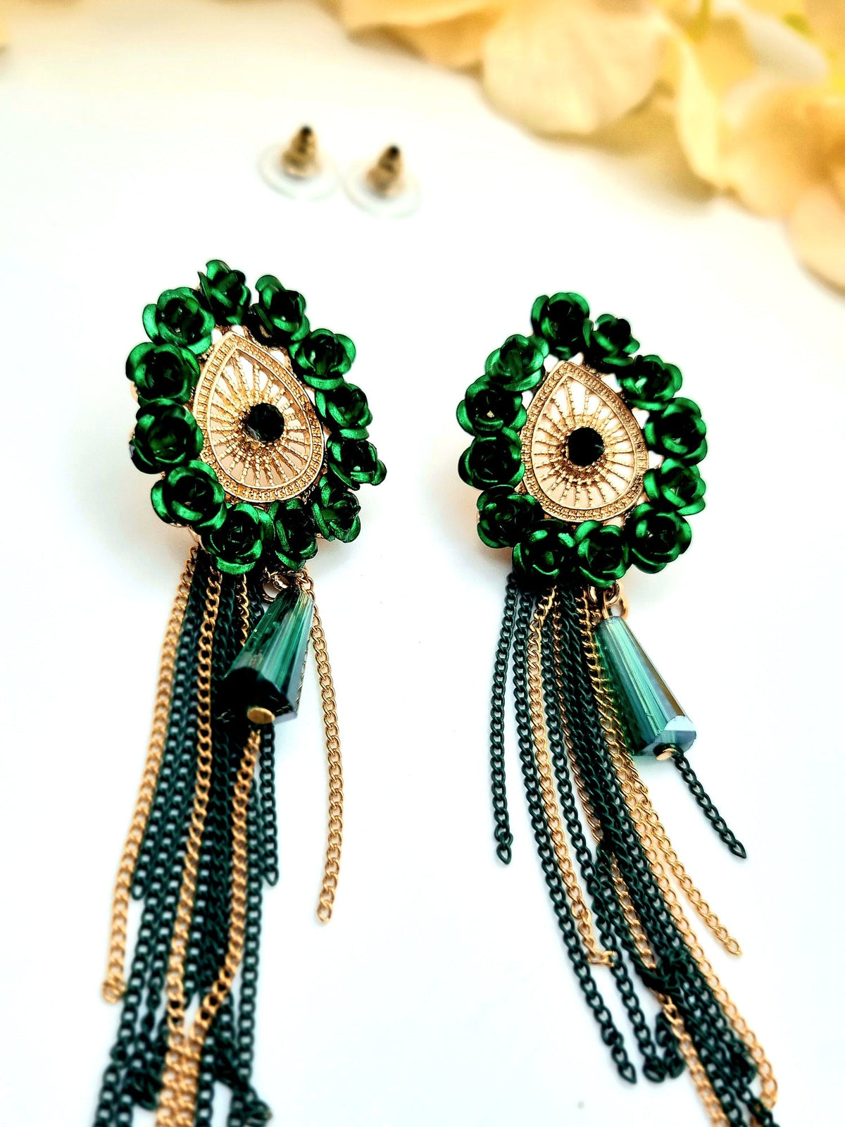 Green Beaded Tassel Drops - Attractive Sister