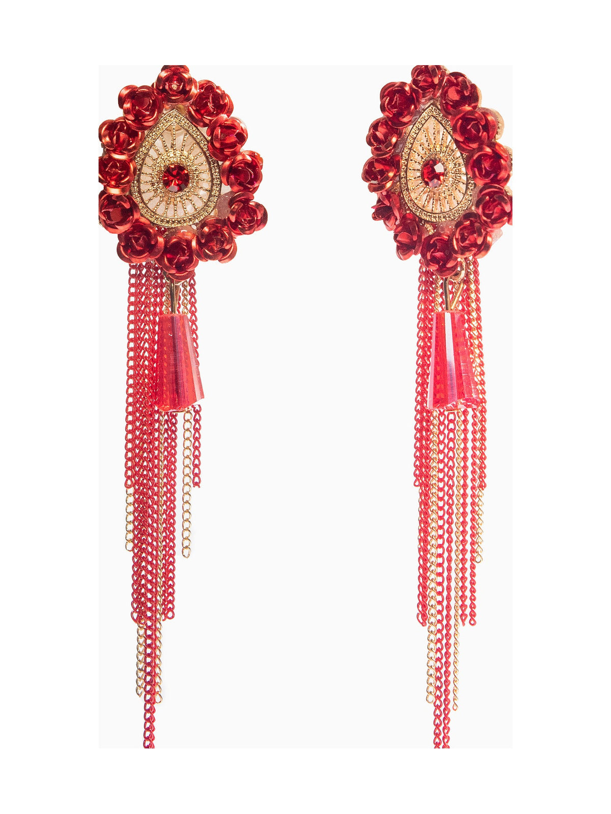 Red Beaded Tassel Drops - Attractive Sister
