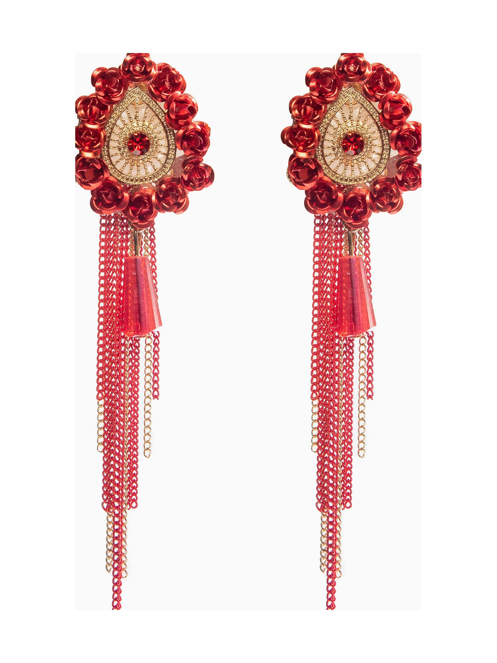 Red Beaded Tassel Drops - Attractive Sister