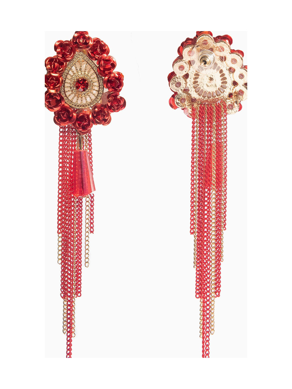 Red Beaded Tassel Drops - Attractive Sister