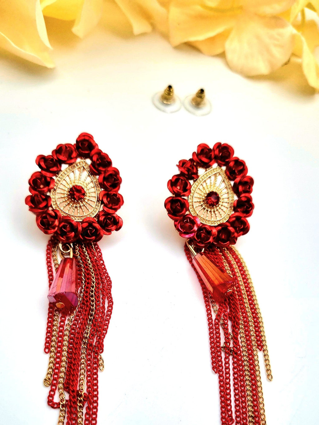 Red Beaded Tassel Drops - Attractive Sister