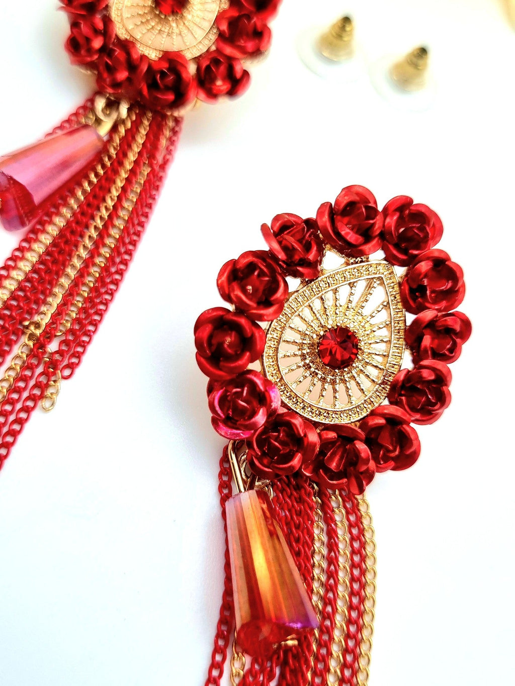 Red Beaded Tassel Drops - Attractive Sister
