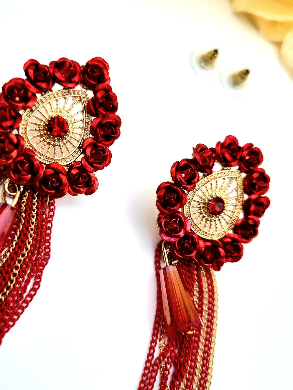 Red Beaded Tassel Drops - Attractive Sister