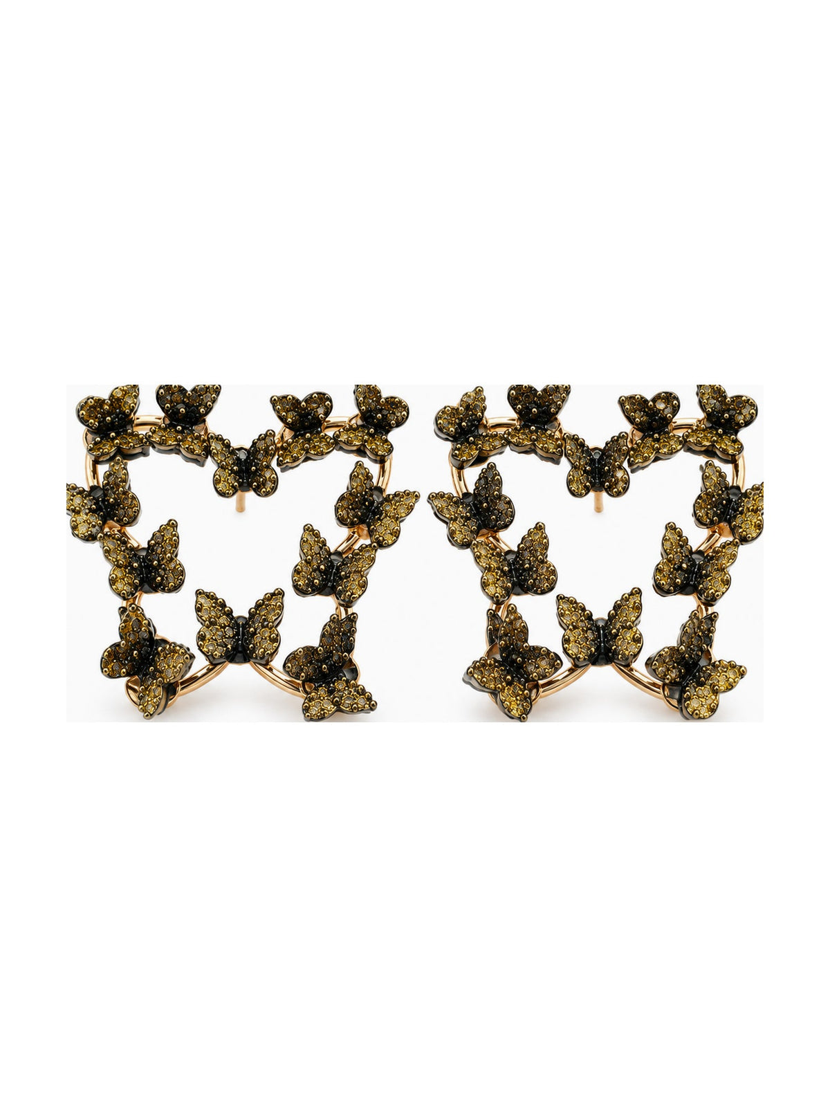 Black Butterfly Heart Studs - Attractive Sister
