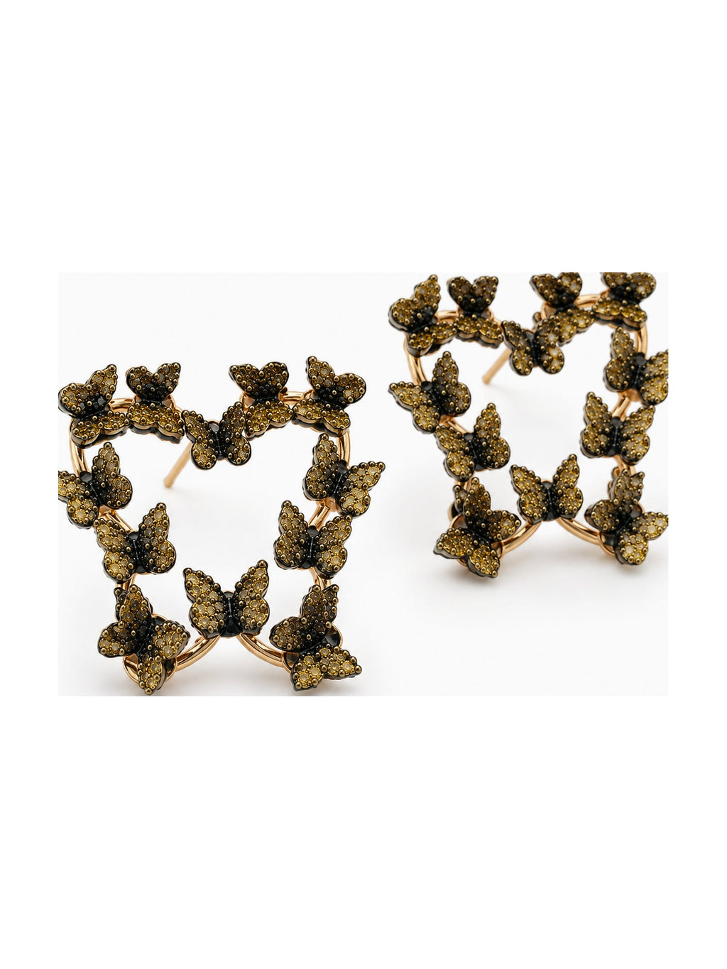 Black Butterfly Heart Studs - Attractive Sister