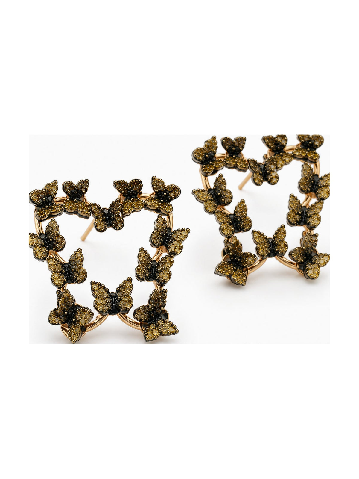 Black Butterfly Heart Studs - Attractive Sister