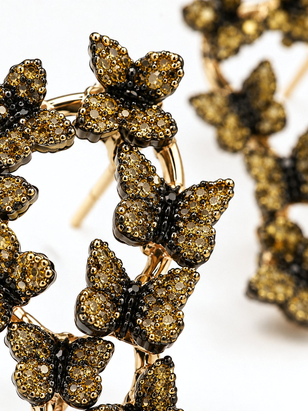Black Butterfly Heart Studs - Attractive Sister