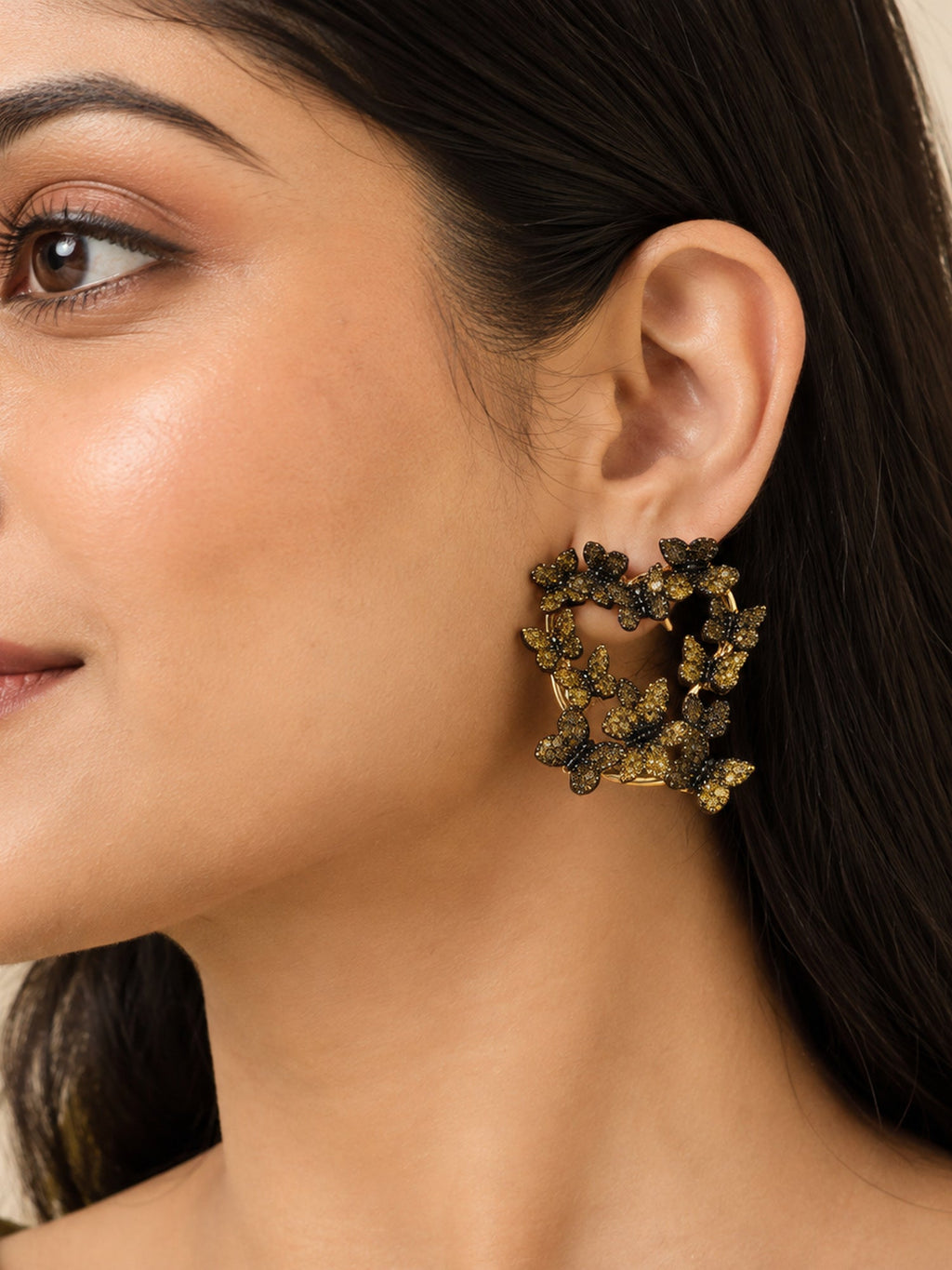 Black Butterfly Heart Studs - Attractive Sister