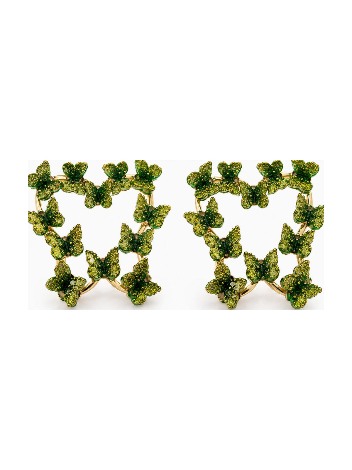Dark Green Butterfly Heart Studs - Attractive Sister