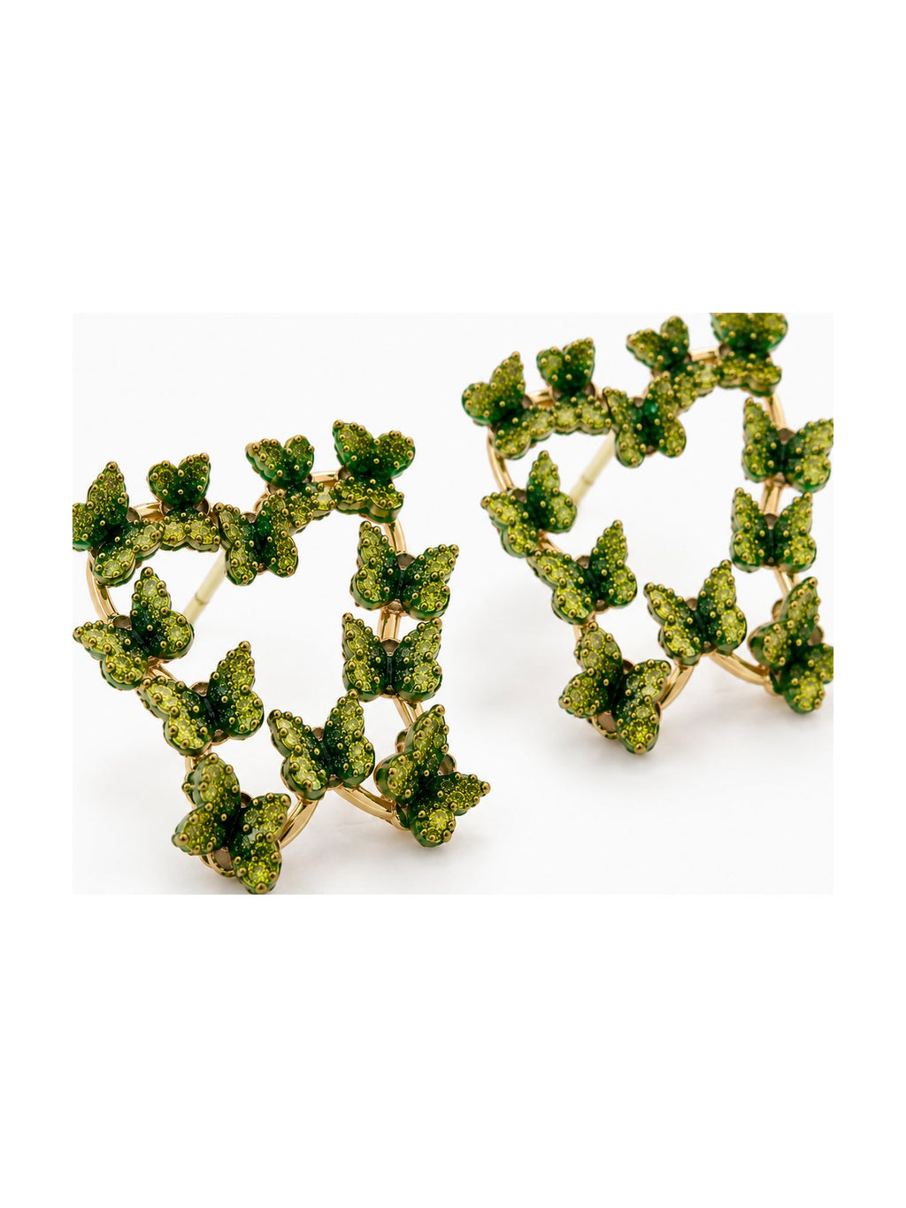 Dark Green Butterfly Heart Studs - Attractive Sister