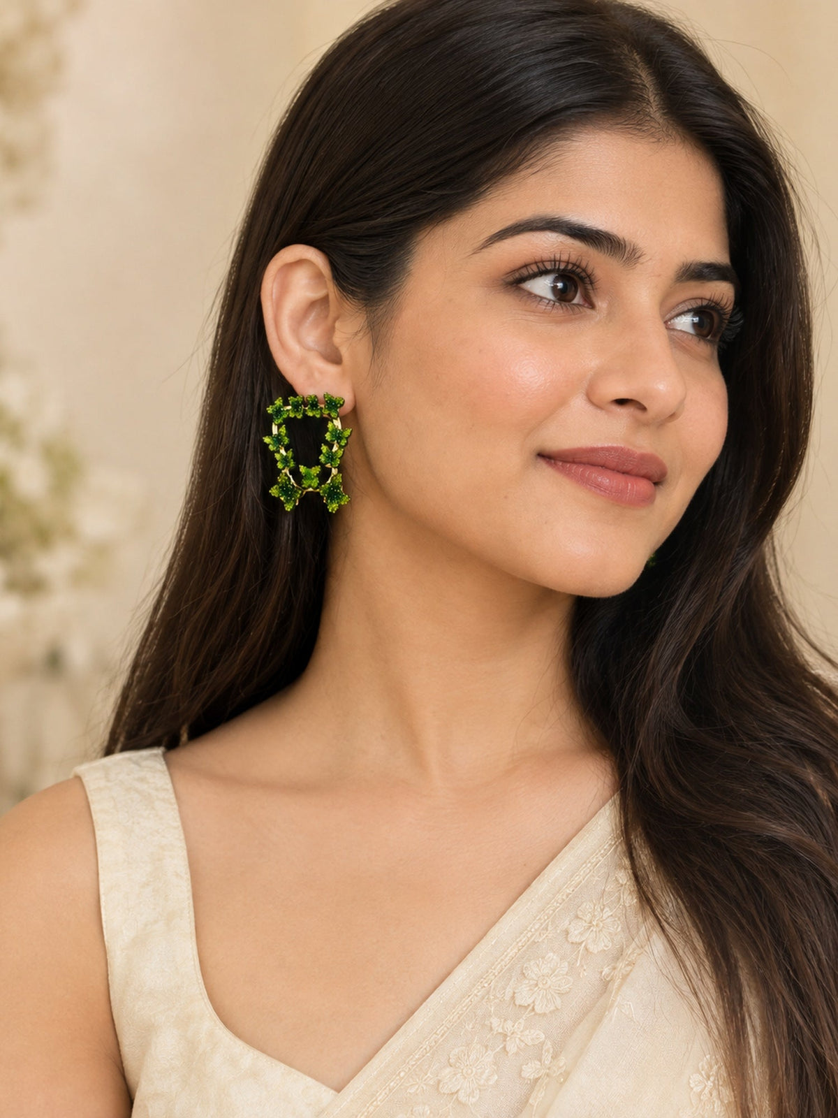 Dark Green Butterfly Heart Studs - Attractive Sister