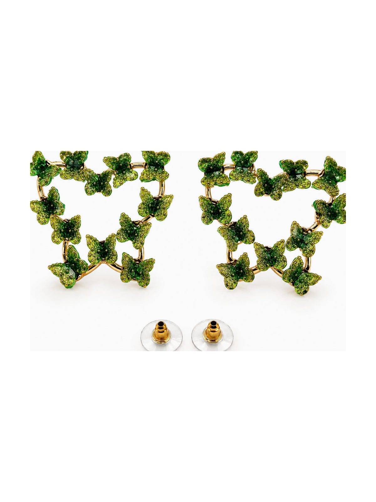 Green Butterfly Heart Studs - Attractive Sister