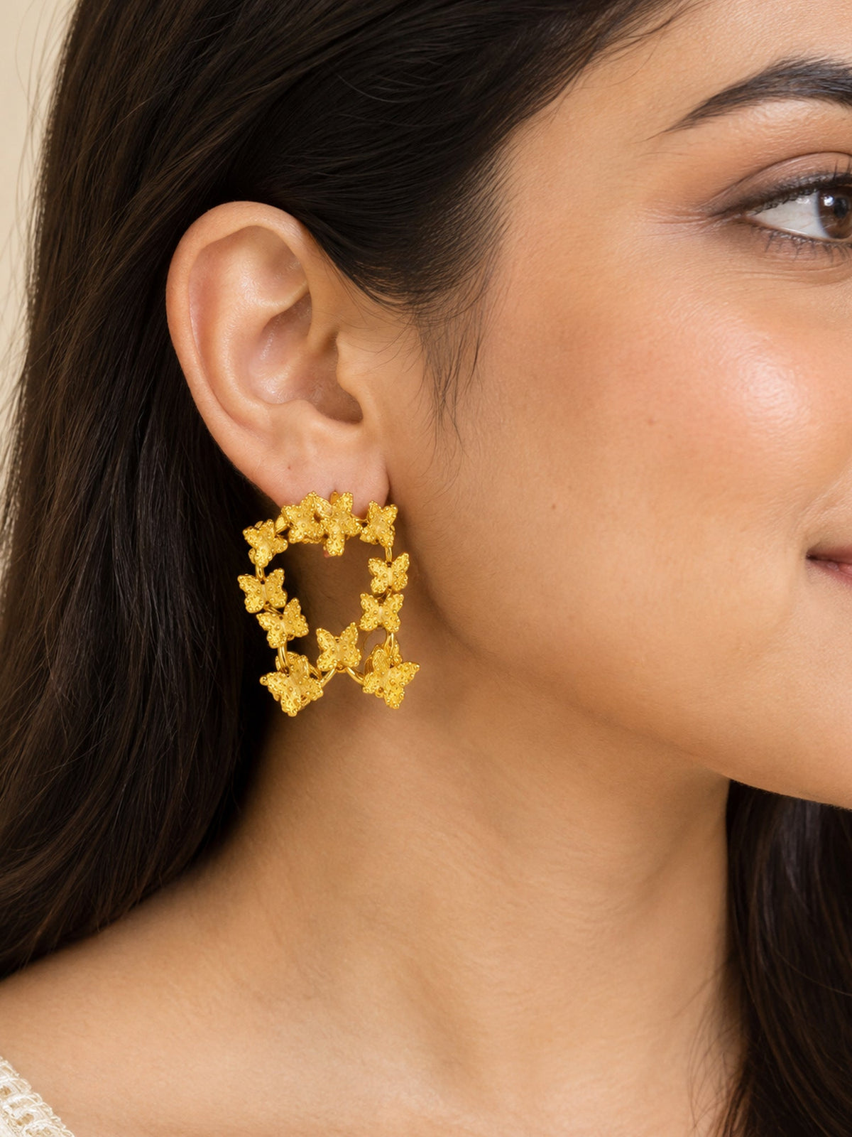 Yellow Butterfly Heart Studs - Attractive Sister