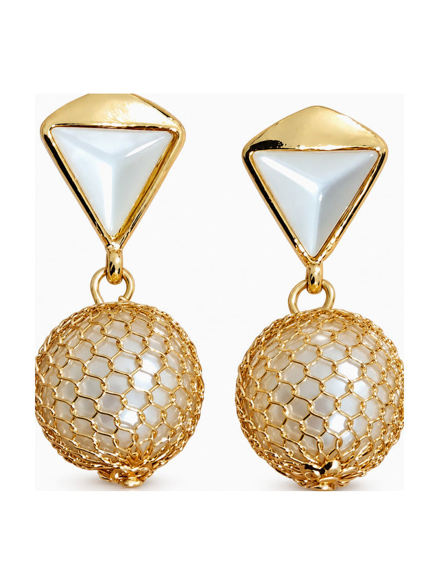 Gold Triangle Mesh Ball Drops - Attractive Sister