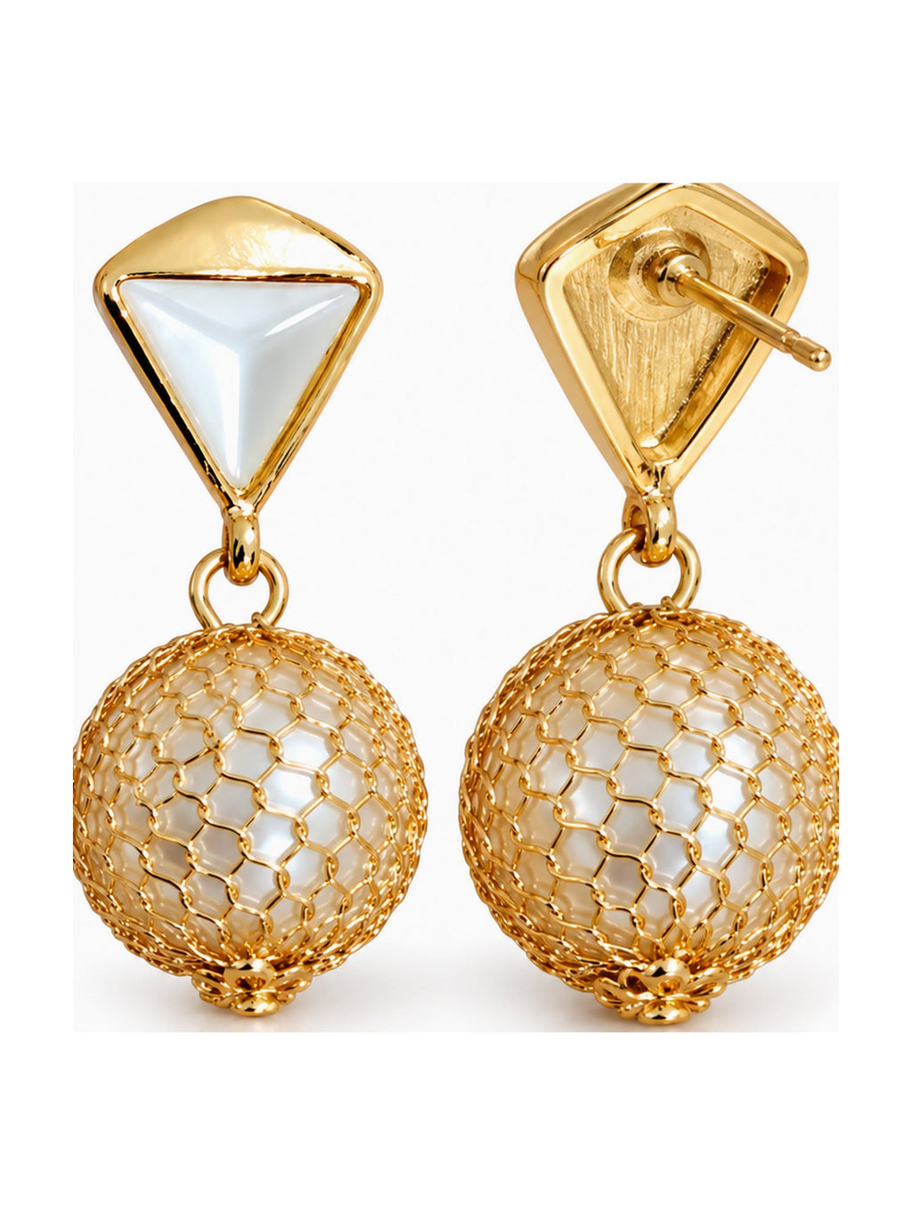 Gold Triangle Mesh Ball Drops - Attractive Sister
