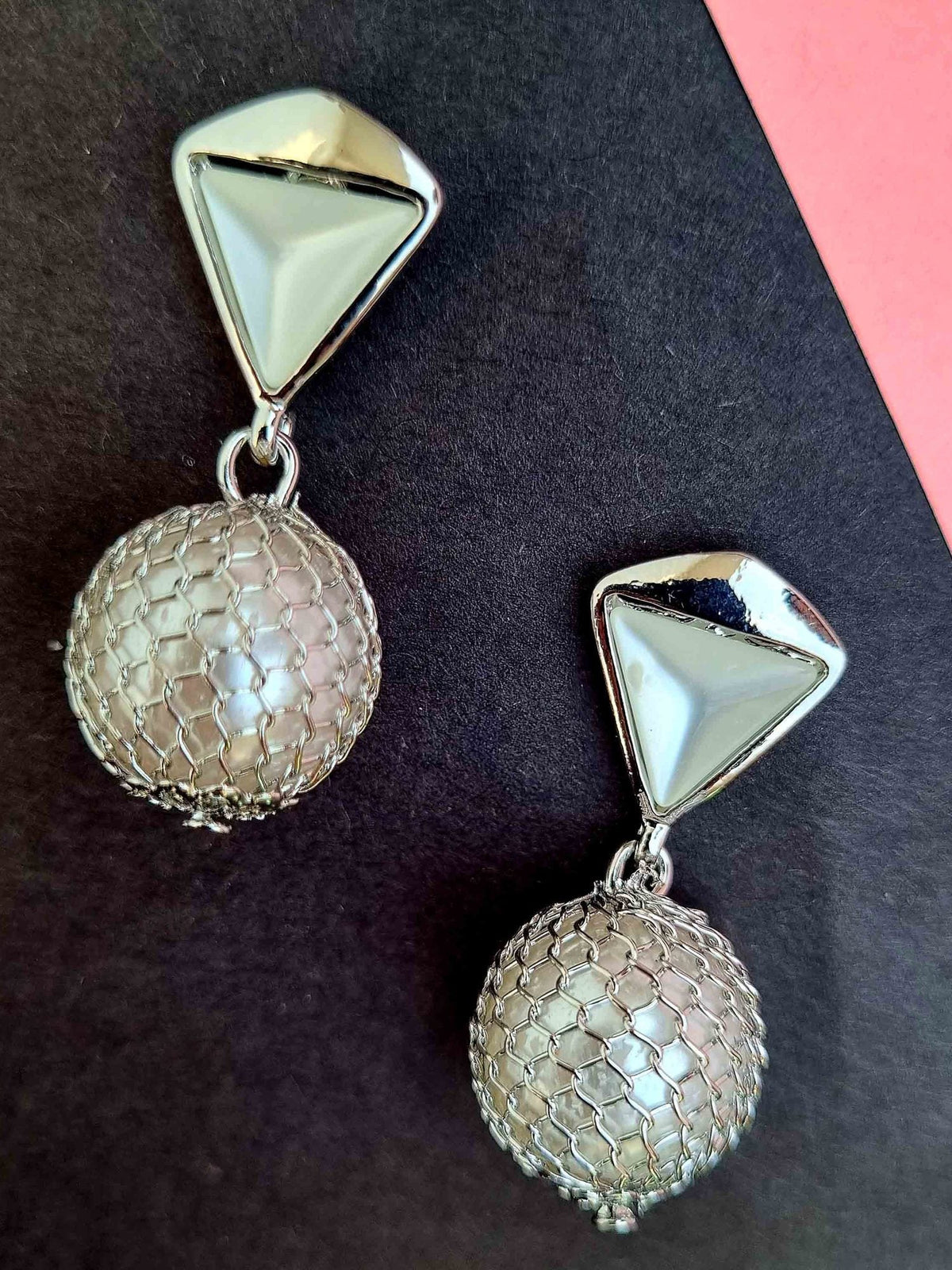 Silver Triangle Mesh Ball Drops - Attractive Sister