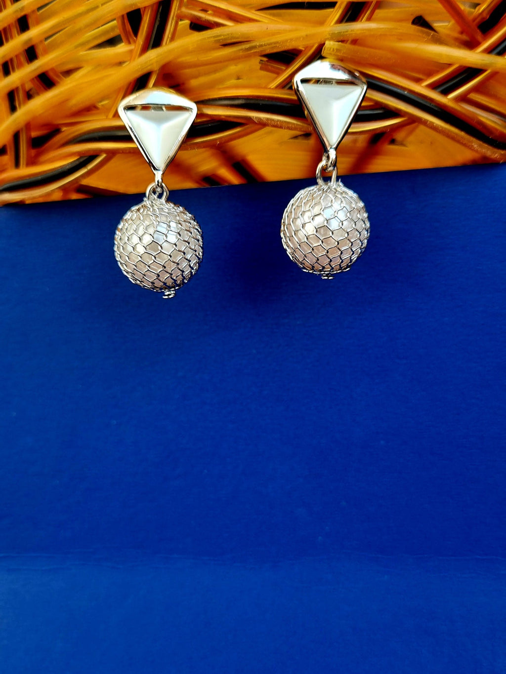 Silver Triangle Mesh Ball Drops - Attractive Sister