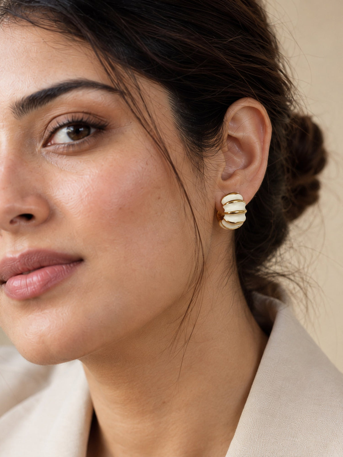 Gold Croissant Half Hoops - Attractive Sister