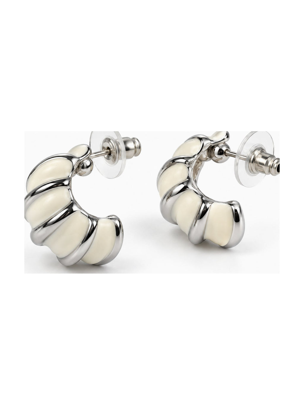 Silver Croissant Half Hoops - Attractive Sister