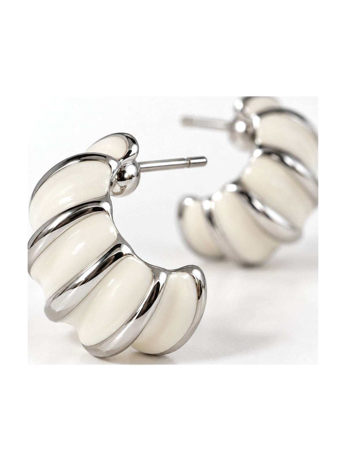 Silver Croissant Half Hoops - Attractive Sister