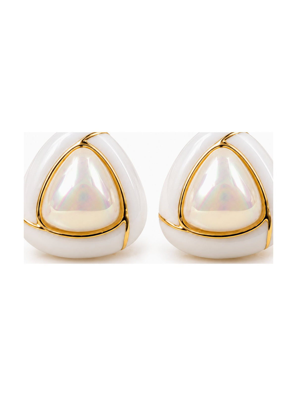 Gold Triangle Pearl Studs - Attractive Sister