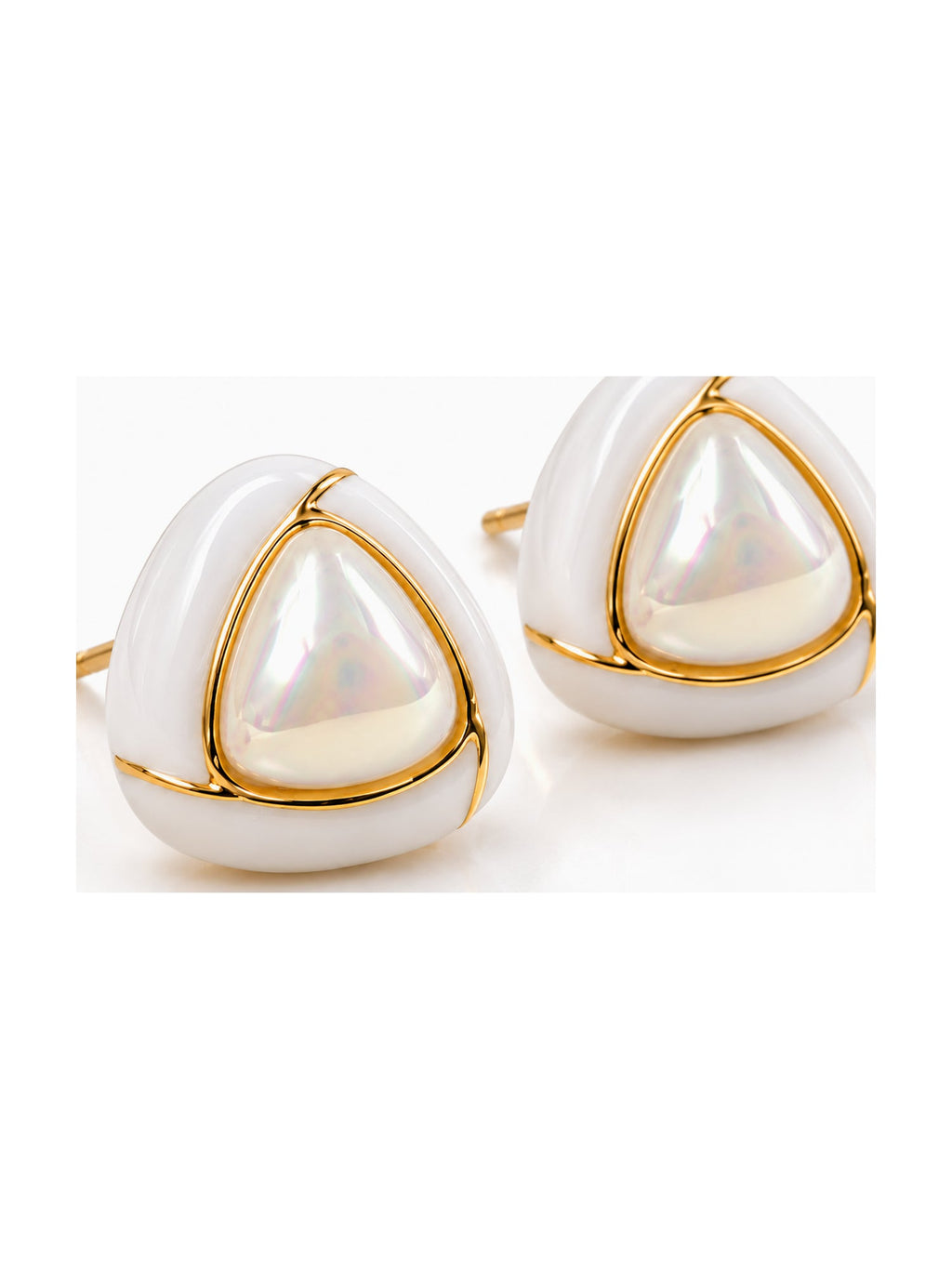 Gold Triangle Pearl Studs - Attractive Sister