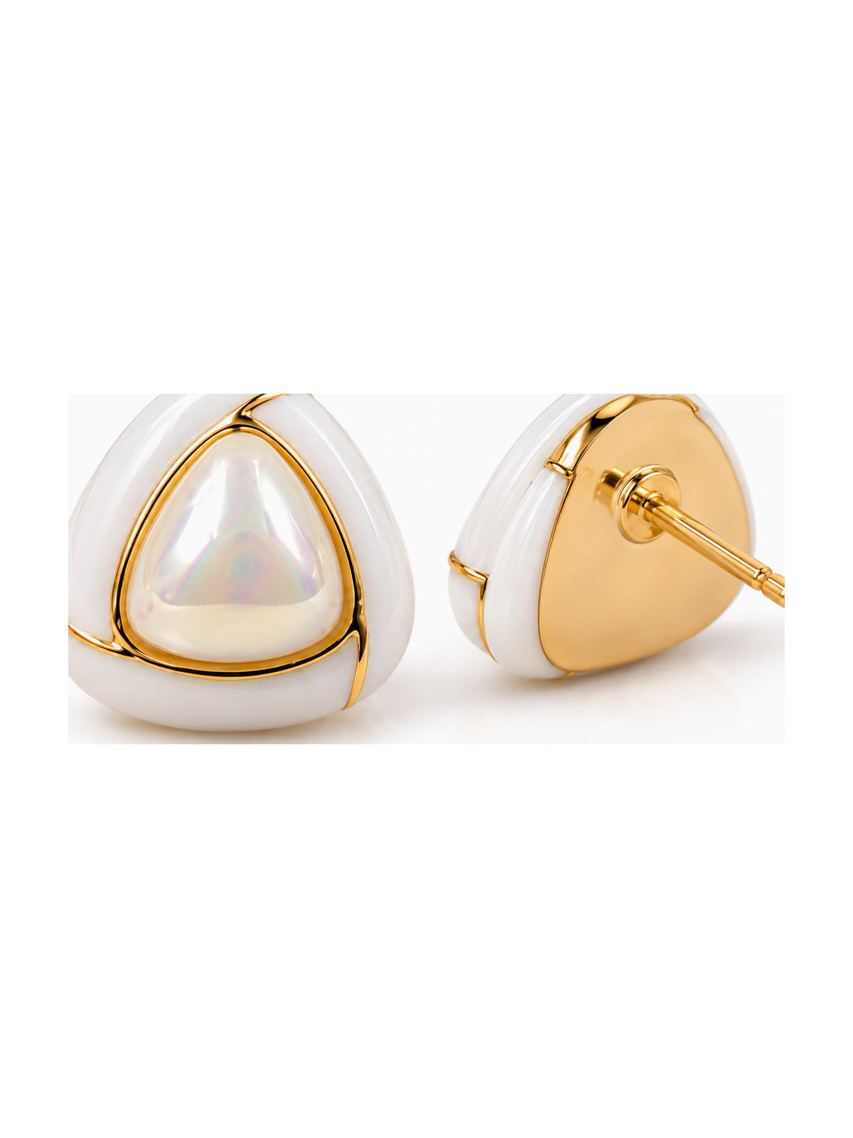 Gold Triangle Pearl Studs - Attractive Sister