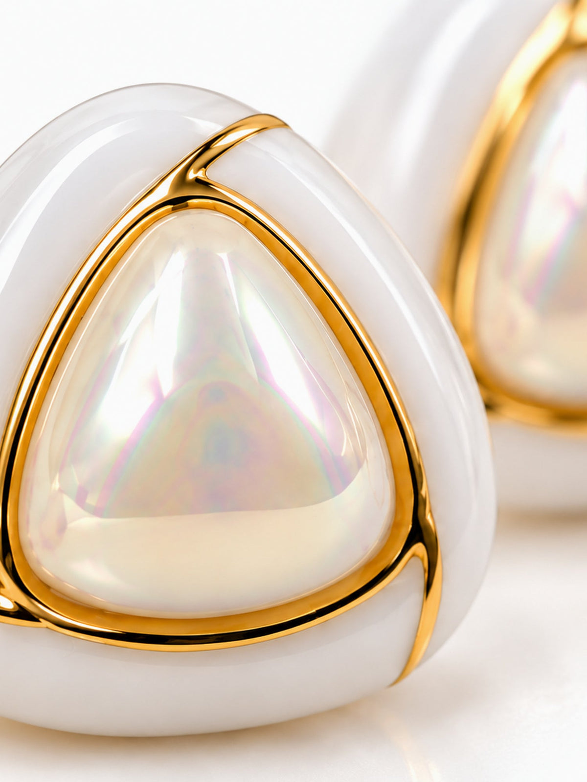 Gold Triangle Pearl Studs - Attractive Sister