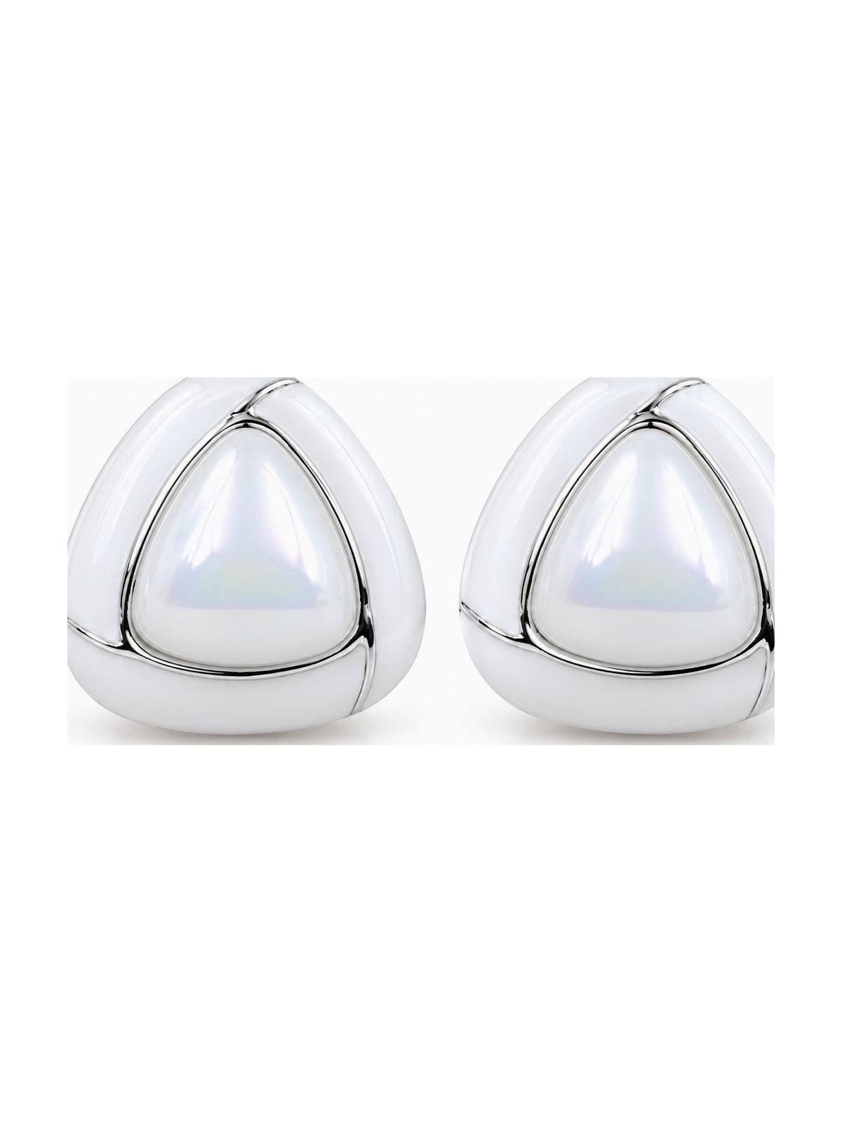 Silver Triangle Pearl Studs - Attractive Sister