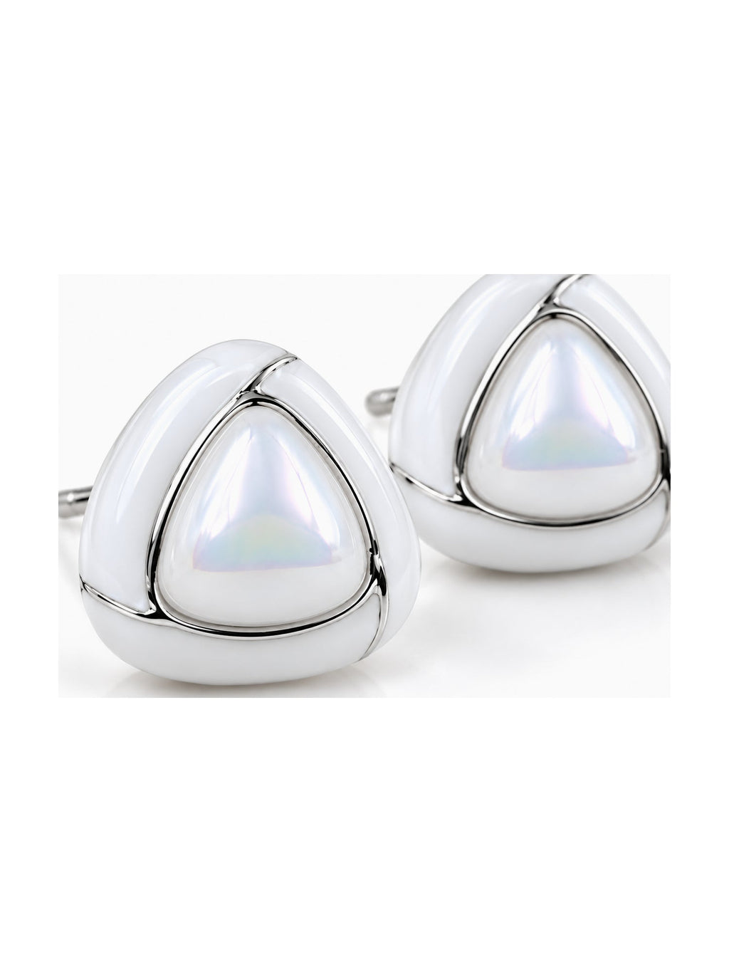 Silver Triangle Pearl Studs - Attractive Sister