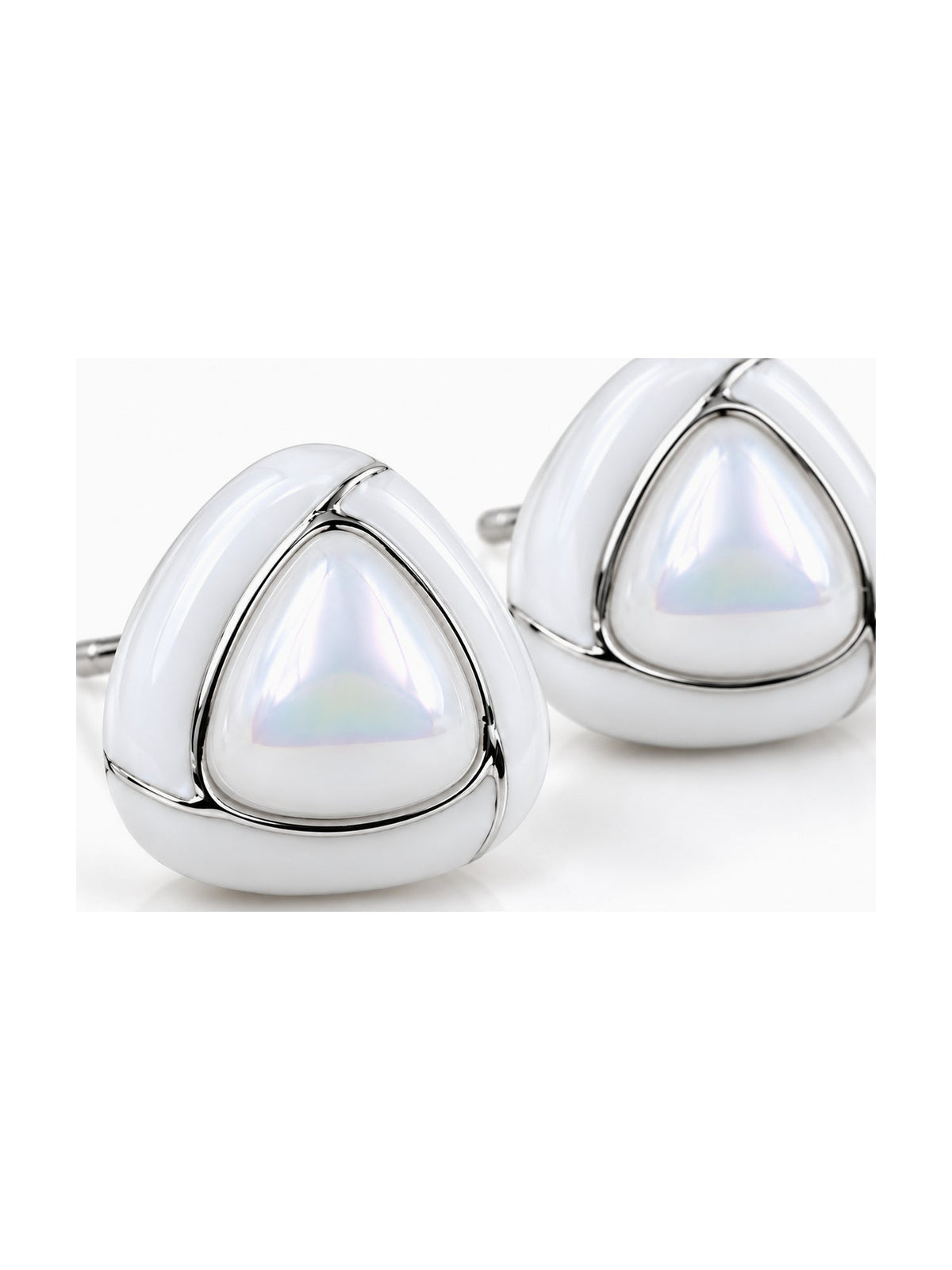 Silver Triangle Pearl Studs - Attractive Sister