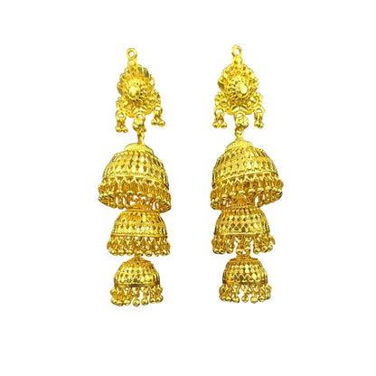 Gold Plated Multi-Layer Jhumka Earrings – Traditional & Festive Jewelry Attractive Sister