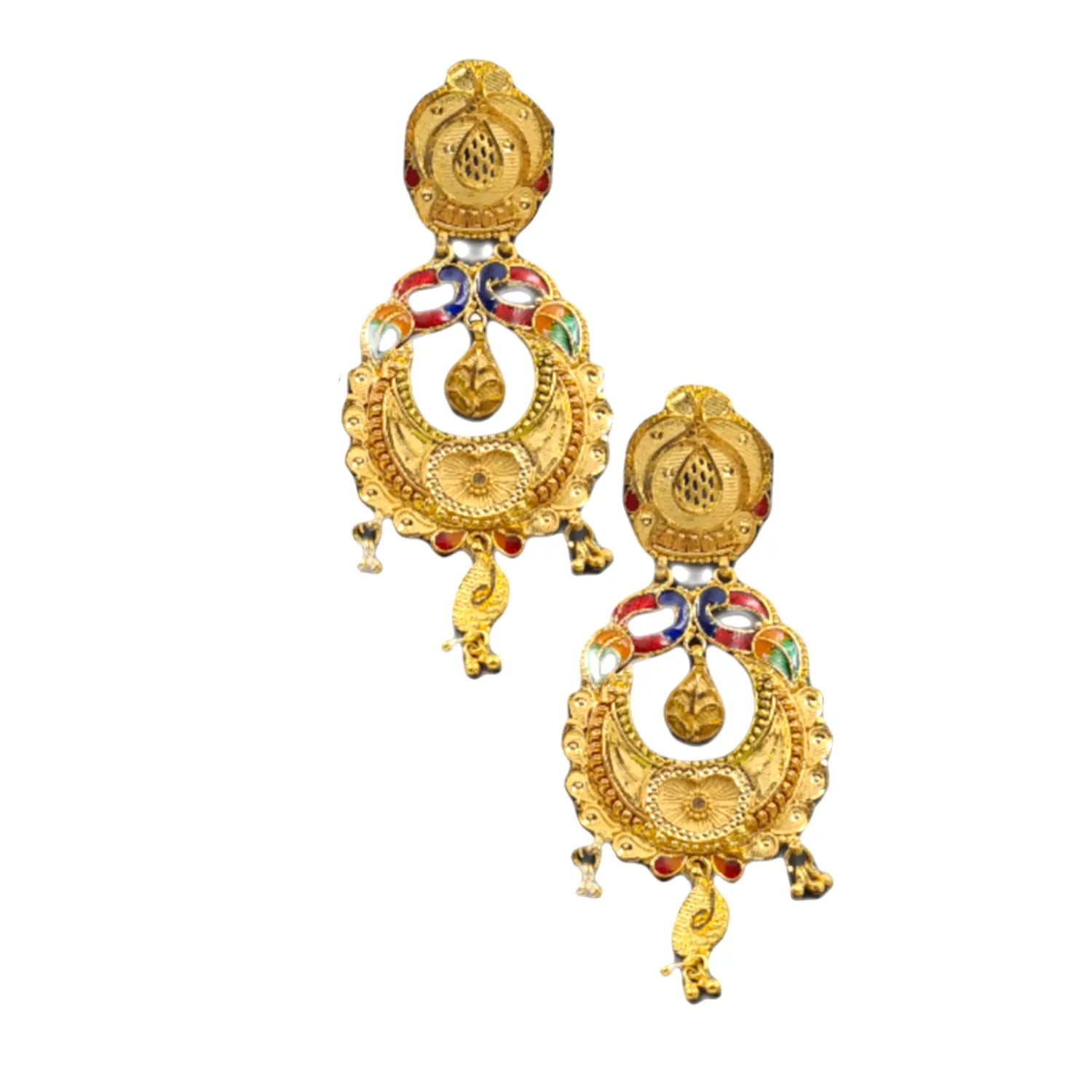 Elegant Gold-Plated Meenakari Earrings – Traditional Gift for Women Attractive Sister