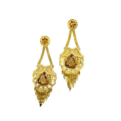 Gold-Plated Meenakari Drop Earrings – Traditional Indian Ethnic Jewelry Attractive Sister