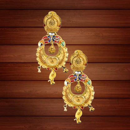 Elegant Gold-Plated Meenakari Earrings – Traditional Gift for Women Attractive Sister