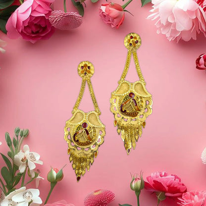 Gold-Plated Meenakari Drop Earrings – Traditional Indian Ethnic Jewelry Attractive Sister