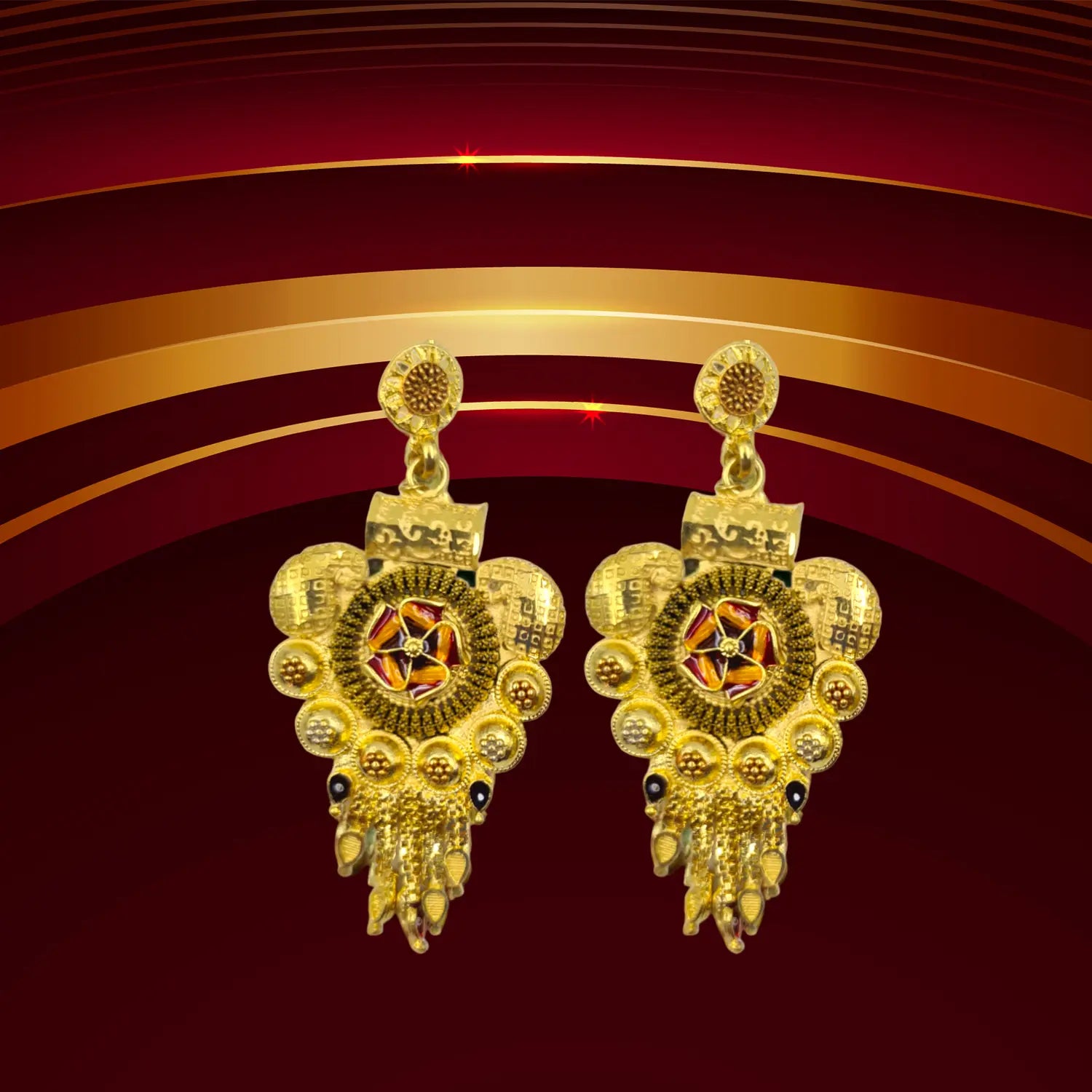 Royal Heritage Gold-Plated Earrings by Attractive Sister – Traditional Ethnic Jewelry Attractive Sister