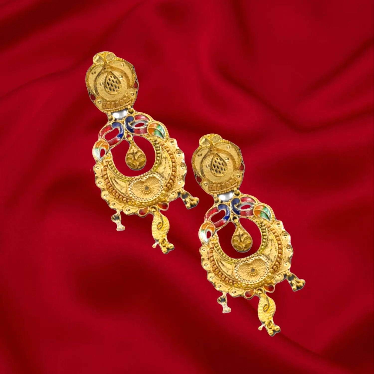 Elegant Gold-Plated Meenakari Earrings – Traditional Gift for Women Attractive Sister