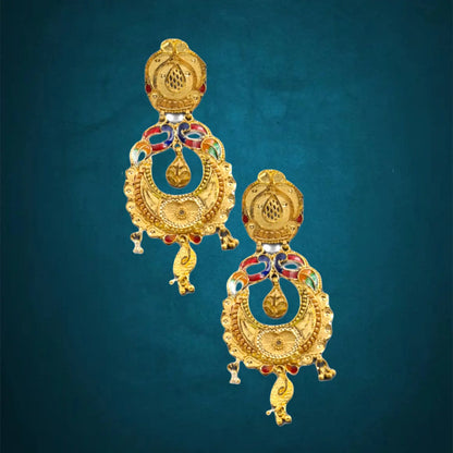 Elegant Gold-Plated Meenakari Earrings – Traditional Gift for Women Attractive Sister