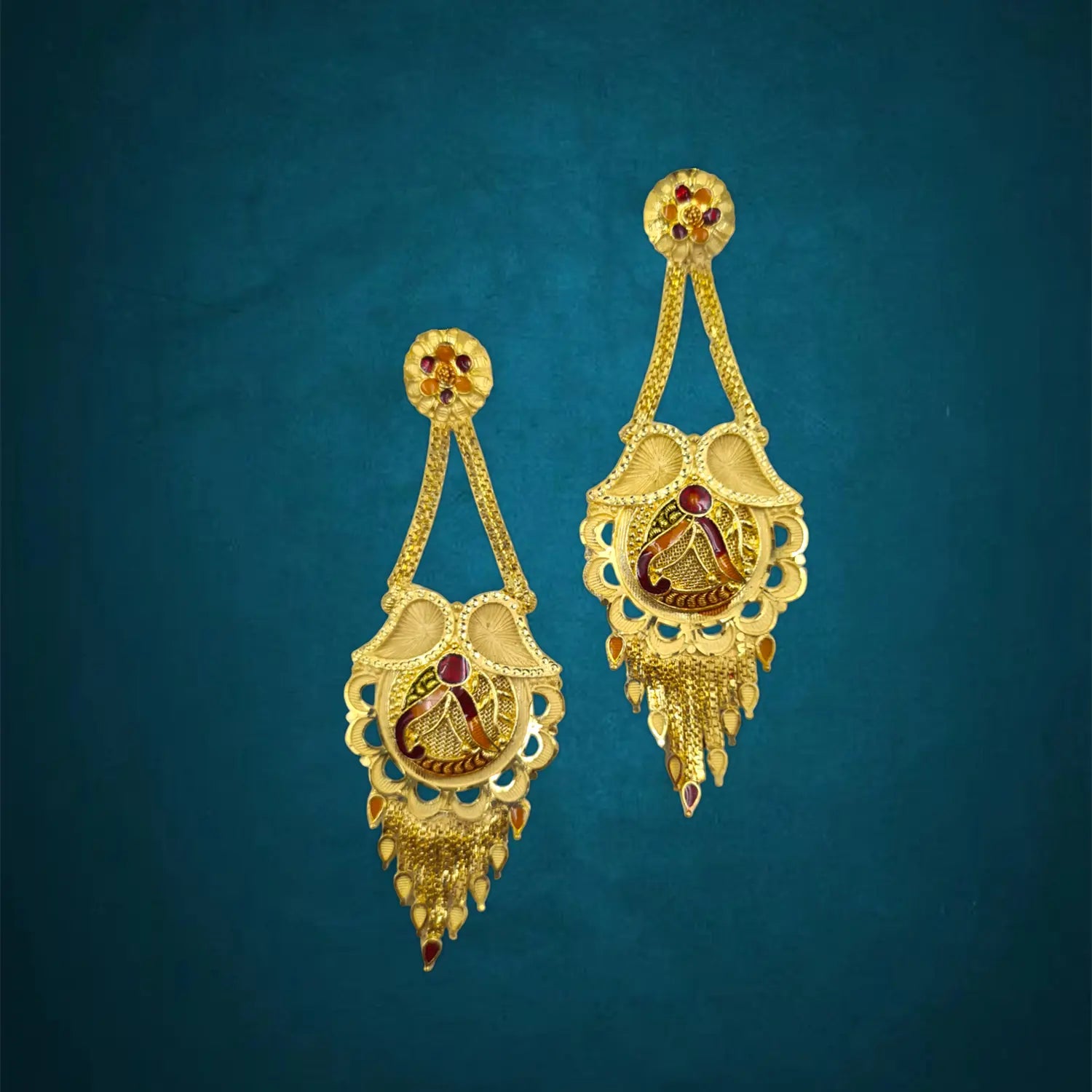 Gold-Plated Meenakari Drop Earrings – Traditional Indian Ethnic Jewelry Attractive Sister