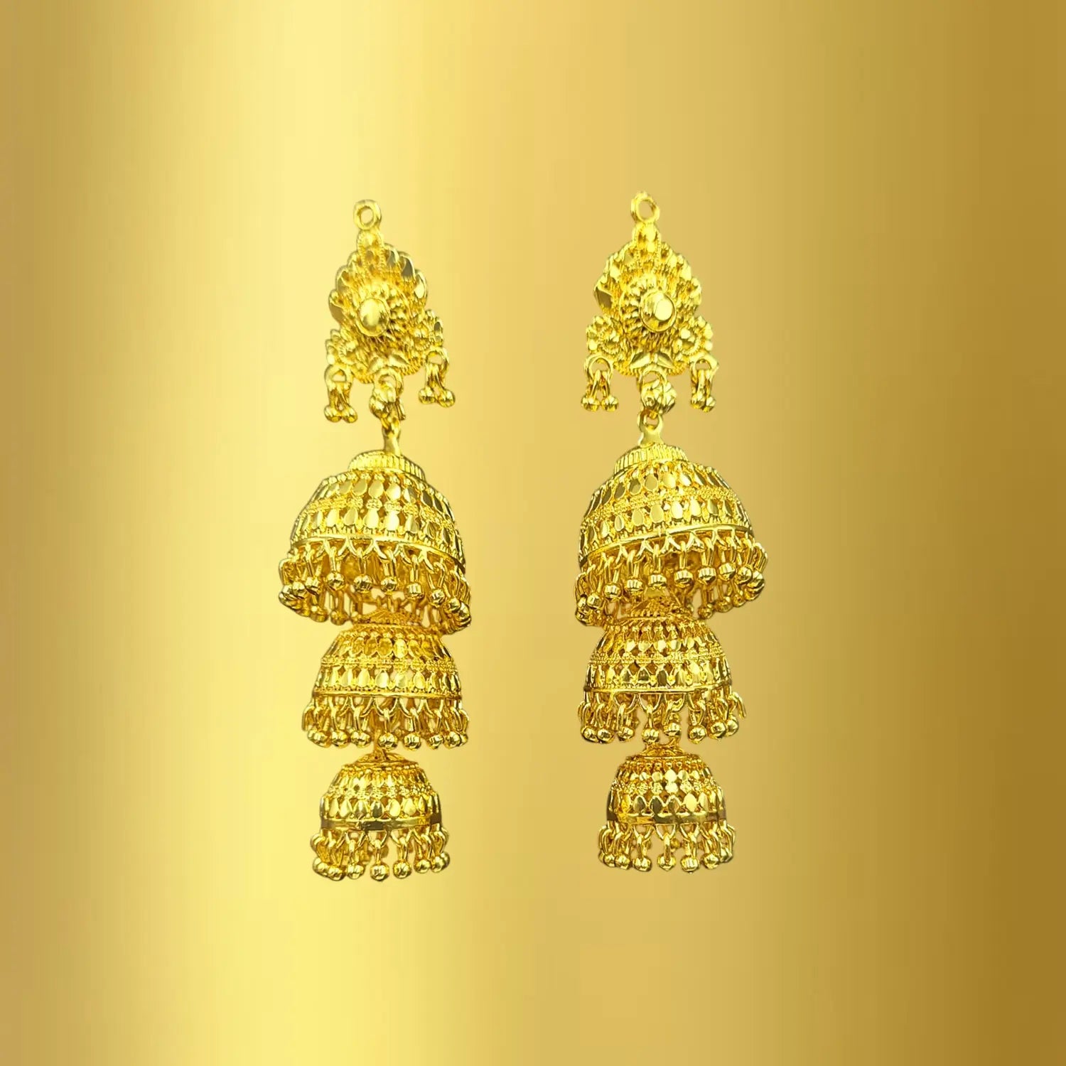 Gold Plated Multi-Layer Jhumka Earrings – Traditional & Festive Jewelry Attractive Sister