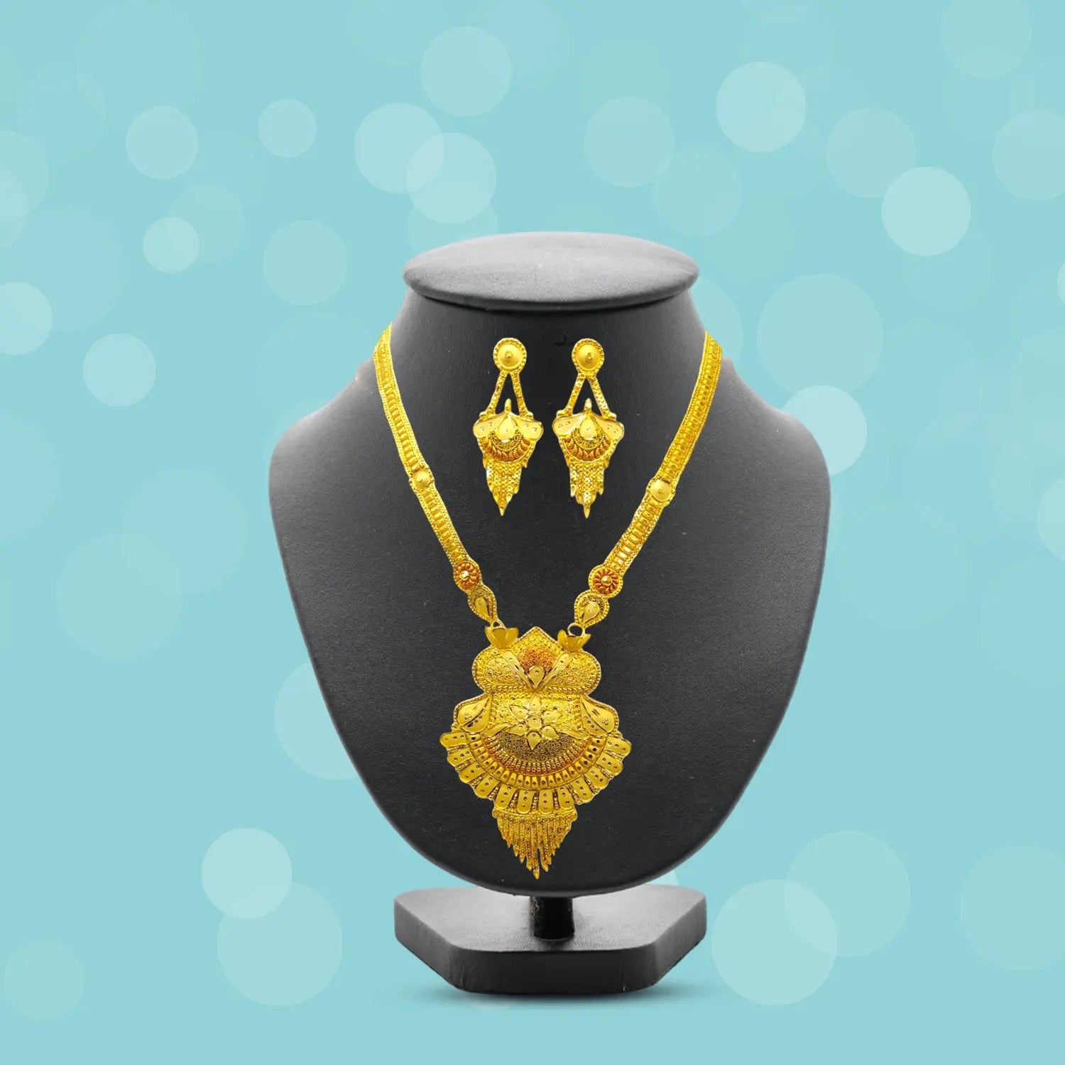 Exquisite Indian Gold Plated Necklace & Earrings Set – Bridal Jewelry Set,  Ethnic Necklace for Women, Festive  Wedding Jewelry Attractive Sister