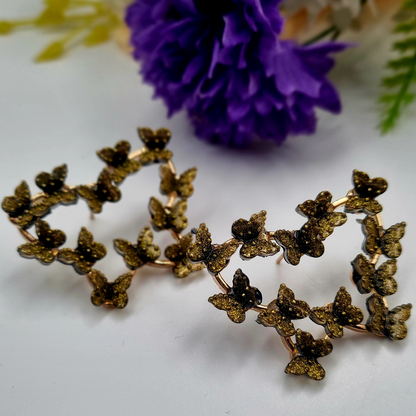 Delicate Gold Butterfly Earrings with Red color