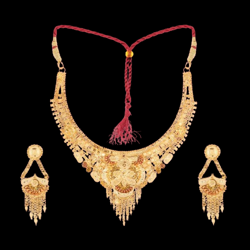 Antique-Style Choker Necklace with Jhumka Earrings