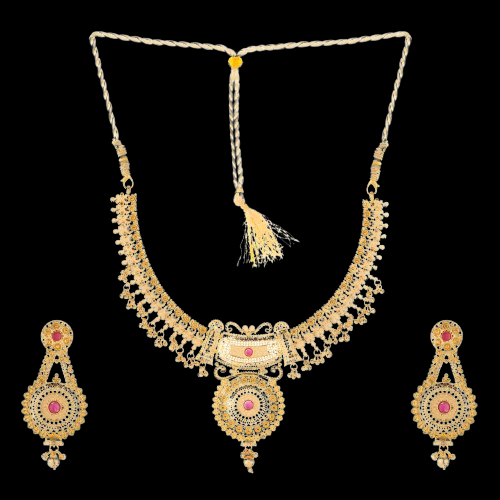 Luxurious South indian  Gold-Plated Necklace and Earrings Set