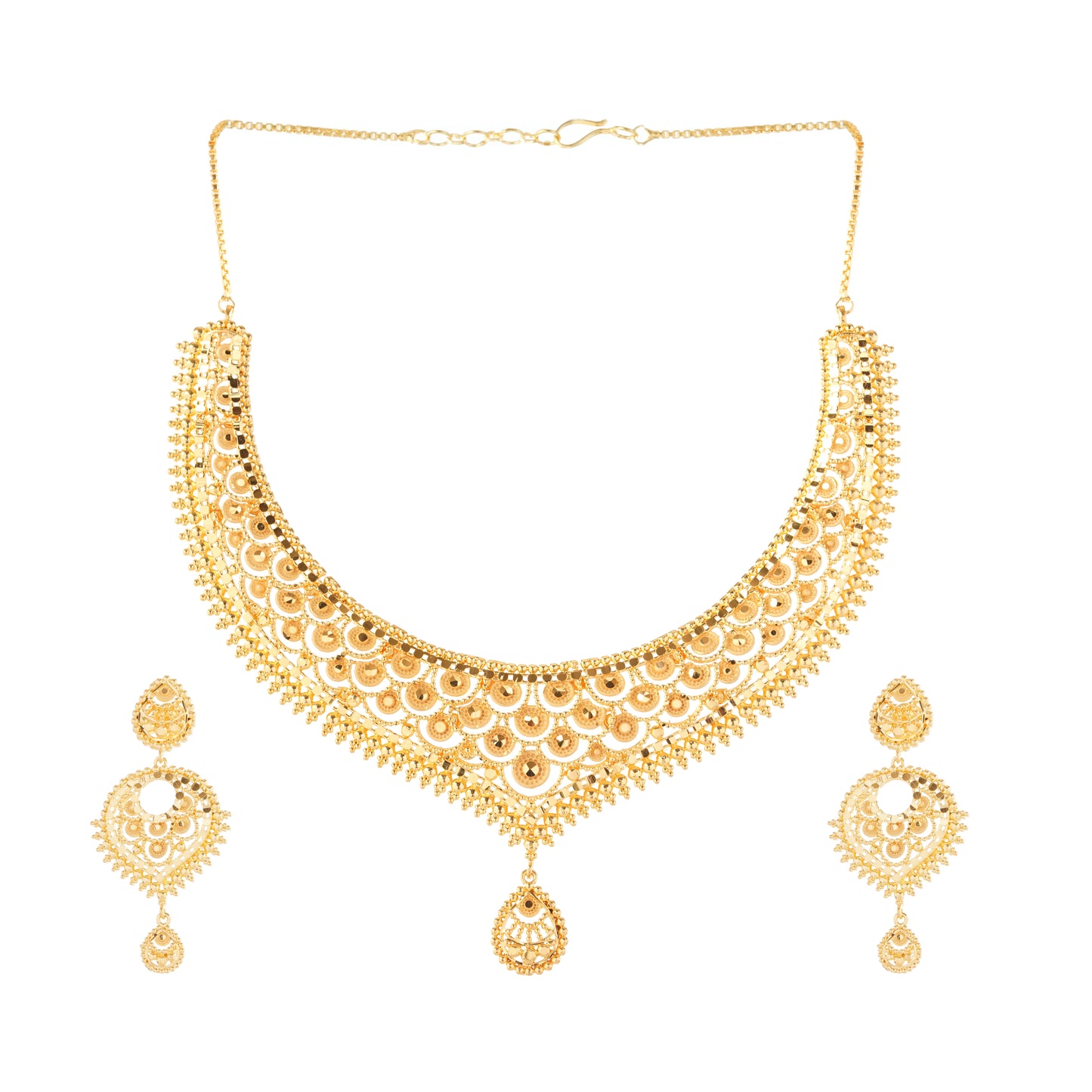 Elegant South Indian Gold Plated Bridal Choker Necklace Set with Earrings –  Wedding Jewelry for Women"